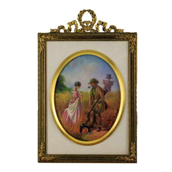 Miniatur-Rahmen mit Malerei Bildgröße 7x9 cm außen 10x14 cm
