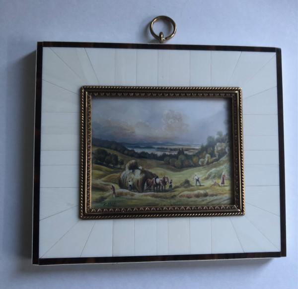 Mammut-Elfenbein Miniatur Bildgröße 7x9cm auß.14x12cm