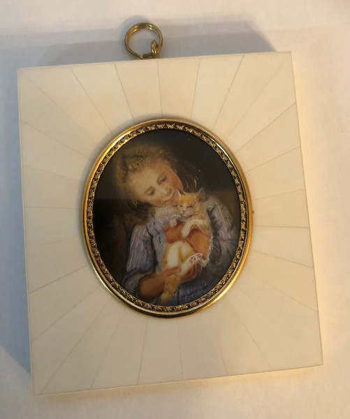 Mammut-Elfenbein Miniatur Bildgröße 5x6cm auß.9.5x11 cm