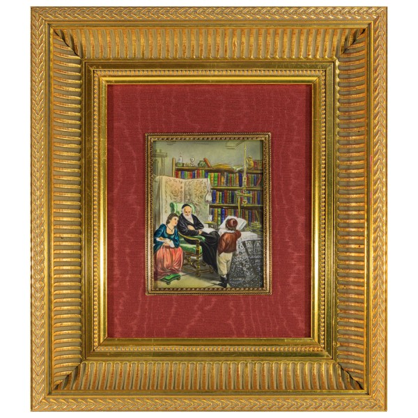Miniatur-Rahmen mit Malerei Bildgröße 10x14 cm außen 30x24 cm