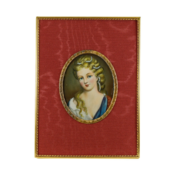 Antike Elfenbein-Miniatur mit naturschutzbehördlichem Zertifikat Bildgröße 7x9 cm außen 11x15cm