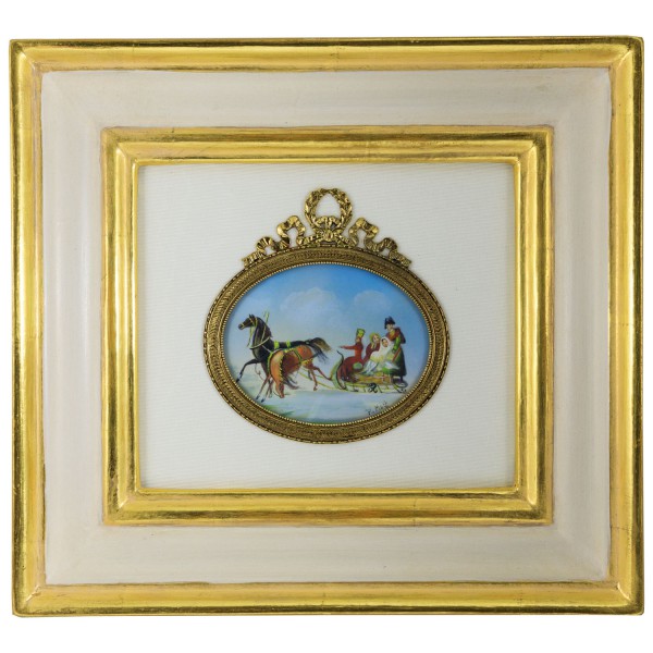 Miniatur-Rahmen mit Malerei Bildgröße 7x9 cm außen 29x27 cm