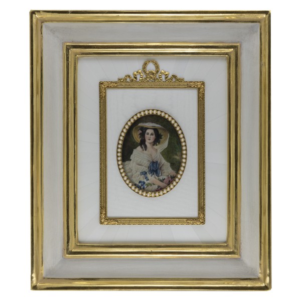 Miniatur-Rahmen mit Malerei Bildgröße 7x9 cm Kaiserin Eugenie von Frankreich