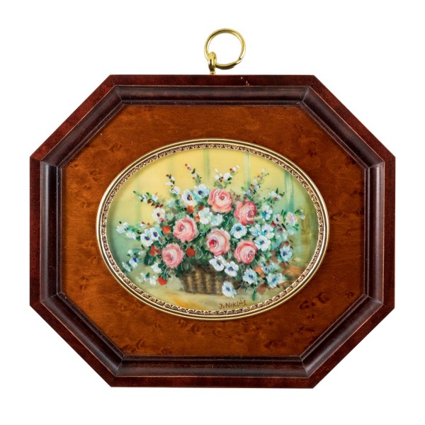 Miniatur-Rahmen mit Malerei Bildgröße 7x9cm auß.14x12cm