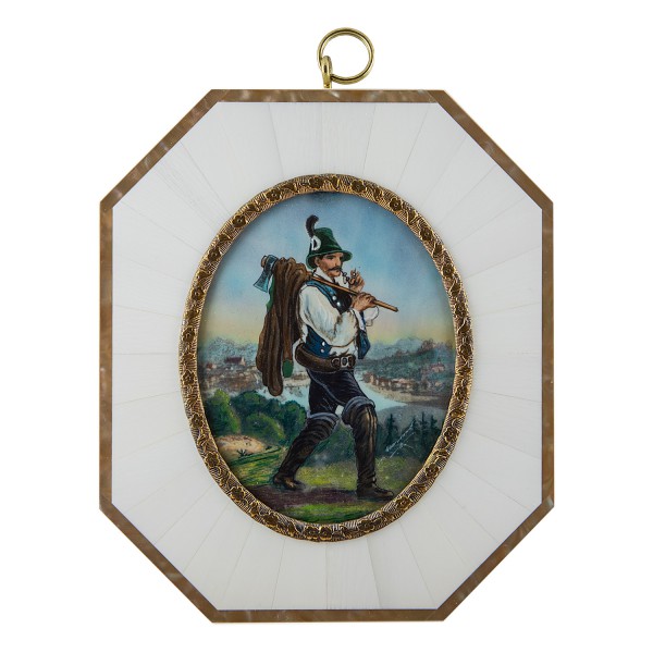 Miniatur-Rahmen mit Malerei Bildgröße 7x9 cm Teg. junger Mann