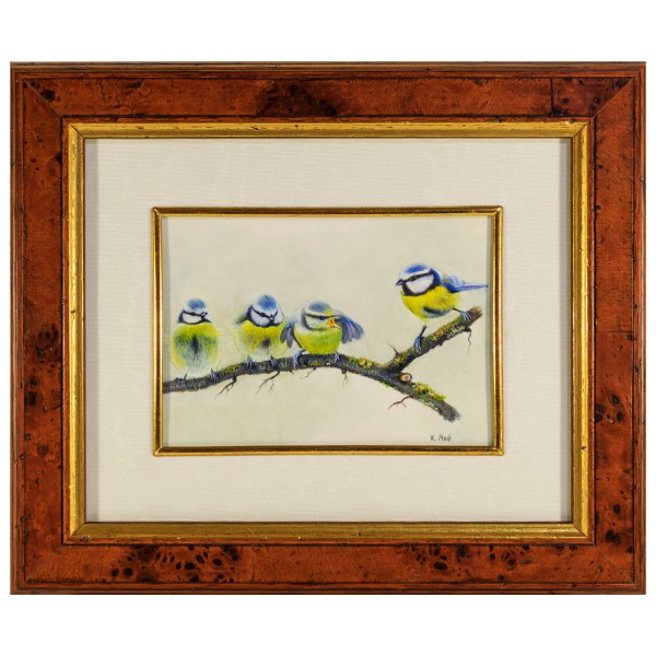 Miniatur-Rahmen mit Malerei Bildgröße 10x14 cm außen 26x22 cm
