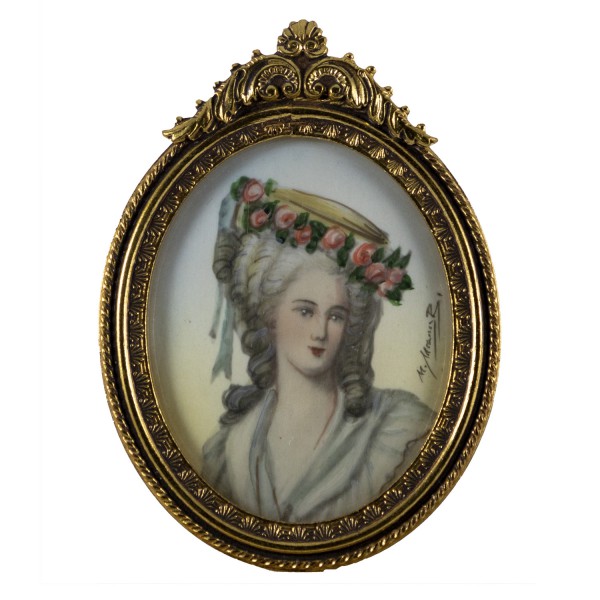Miniatur-Rahmen mit Malerei Bildgröße 4x5 cm Princesse de Lamballe