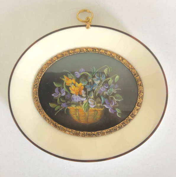 Mammut Elfenbein Miniatur Bildmaß 7x9 cm außen 11x12 cm