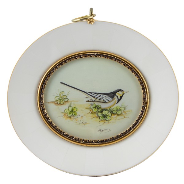 Miniatur-Rahmen mit Malerei Bildgröße 5x6 cm Bachstelze