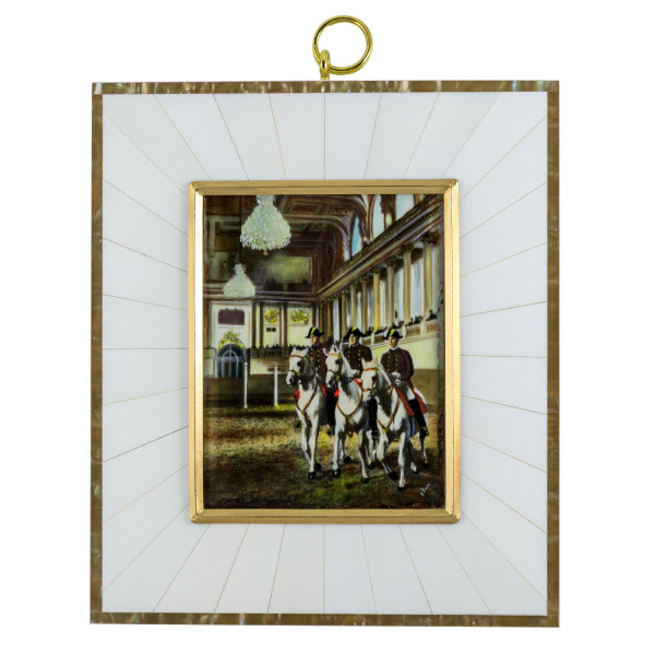 Miniatur-Rahmen mit Malerei Bildgröße 7x9 cm außen 12,5x14,5 cm