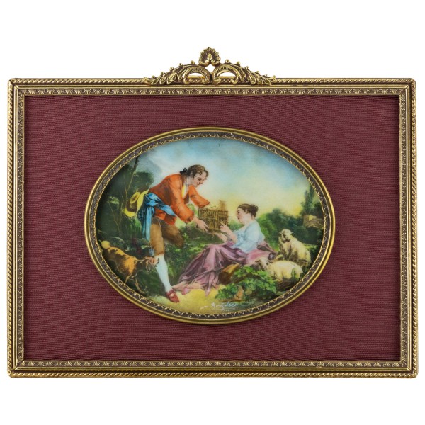 Miniatur-Rahmen mit Malerei Bildgröße 7x9 cm Außenmaß 11x15cm