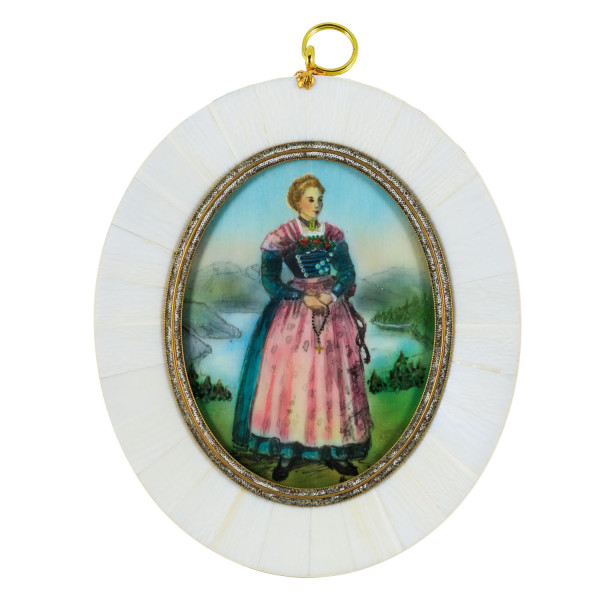 Miniatur-Rahmen mit Malerei Bildgröße 7x9 cm außen 10,5x12,5 cm