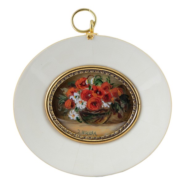 Miniatur-Rahmen mit Malerei Bildgröße 4x5 cm Mohnblumen