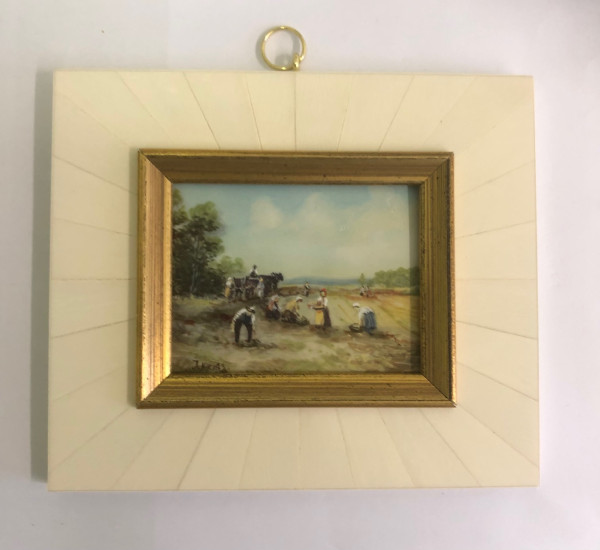 Mammut-Elfenbein Miniatur Bildgröße 7x9cm auß.14x12 cm-