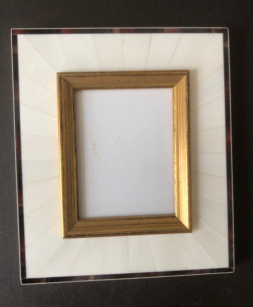 Fotorahmen mit Mammutellfenbein belegt Bildmaß 7x9 cm außen 14.5x12,5 cm