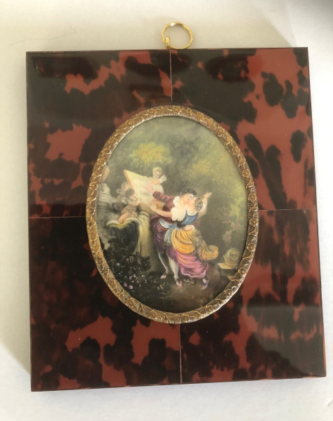 Mammut Elfenbein Miniatur Bildmaß 7x9 cm außen 11x12 cm