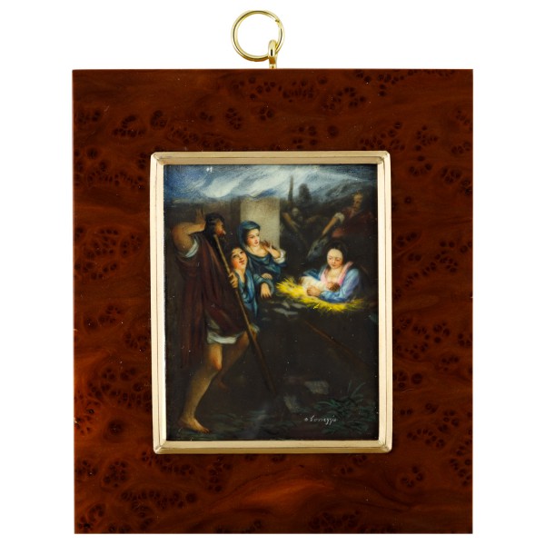 Miniatur-Rahmen mit Malerei Bildgröße 7x9cm auß.10x12,5
