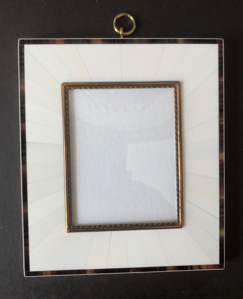 Fotorahmen mit Mammutellfenbein belegt Bildgröße 7x9cm außen 14.5x12,5 cm